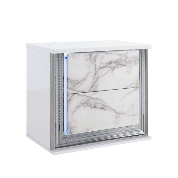 MOON WHITE MARBLE NIGHTSTAND WITH LED