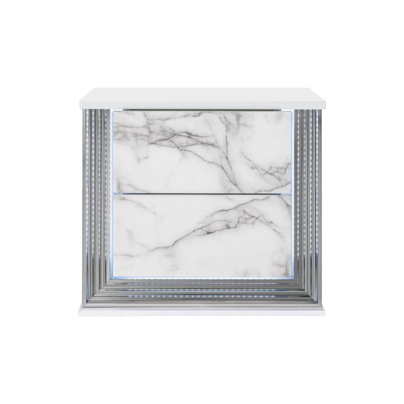 MOON WHITE MARBLE NIGHTSTAND WITH LED