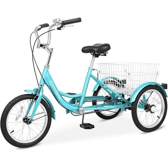 MOONCOOL 16 inch Kids Tricycle, Single-Speed Three Wheeled Bike for 3'9" to 4'9" 3-13 Year Old Boys & Girls, Children Stable Trike with Large Rear Basket