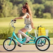 MOONCOOL 16 inch Tricycle Trikes for Beginner Riders, Small Tricycle Single Speed 3 Wheel Bikes, Low Step Through Three-Wheeled Bicycles with Rear Basket