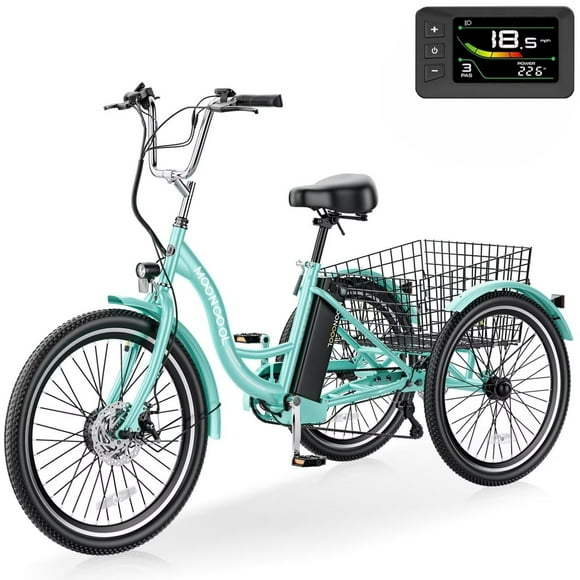 MOONCOOL MC 350 Electric Tricycle for Adults, 350W Motorized Electric trike with 36V 10.4Ah Removable lithium battery,24“/26" 7 Speeds 3 Wheels Electric Bikes, Certified to UL 2849 by SGS
