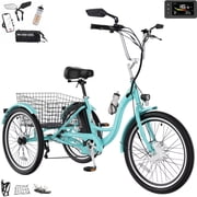 MOONCOOL Electric Trike for Adults w/ Rearview Mirror kit, 700W Peak Motor 10.4Ah battery 24/26 7 Speeds 3 Wheels Low Step Through Unisex Electric Trikes 35-60Miles