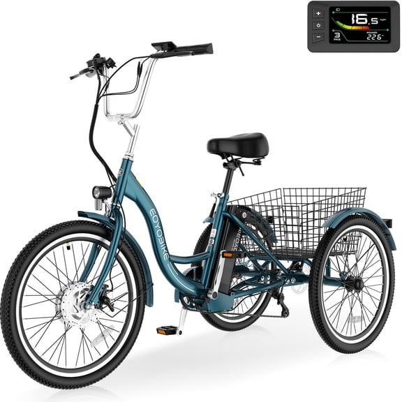MOONCOOL MC350 Electric Tricycle for Adults, 350W Motorized Electric trike with 36V 10.4Ah Removable lithium battery,24"/26" 7 Speeds 3 Wheels Electric Bikes