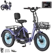 MOONCOOL TK Pro Foldable Electric Tricycle, 1500W Motor 48V 20Ah Battery, 20 Fat Tire Three Wheel 6-Speed Electric Mountain Bicycle for Adults