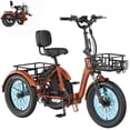 thumbnail image 1 of MOONCOOL TK Pro Foldable Electric Tricycle W/ Front & Rear Storage Bag Kit, 1500W Motor 48V 20Ah Battery, 20" Fat Tire Three Wheel 6-Speed Electric Mountain Bicycle for Adults, 1 of 16