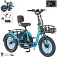 thumbnail image 1 of MOONCOOL TK Pro Foldable Electric Tricycle W/ Rearview mirror accessory Kit, 1500W Motor 48V 20Ah Battery, 20" Fat Tire Three Wheel 6-Speed Electric Mountain Bicycle for Adults, 1 of 19