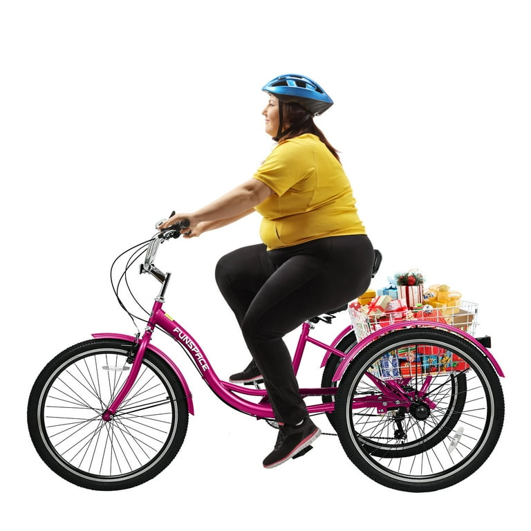 MOONCOOL 24 26 Adult Tricycle 7 Speed 3 Wheeled Bikes for Adults Trike Cruiser Bike w Large Basket Maintenance Tools Shimano Derailleur Parking Brake Handle Walmart