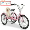 thumbnail image 1 of MOONCOOL 24" 26" Adult Tricycle, 7 Speed 3 Wheeled Bikes for Adults, Trike Cruiser Bike w/ Large Basket & Maintenance Tools & Shimano Derailleur & Parking Brake Handle, 1 of 11