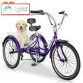 thumbnail image 1 of MOONCOOL 24" 26" Adult Tricycle, 7 Speed 3 Wheeled Bikes for Adults, Trike Cruiser Bike w/ Large Basket & Maintenance Tools & Shimano Derailleur & Parking Brake Handle, 1 of 11