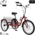 thumbnail image 1 of MOONCOOL Electric Trike for Adults w/ Rearview Mirror kit, 700W Peak Motor 10.4Ah battery，24"/26" 7 Speeds 3 Wheels Low Step Through Unisex Electric Trikes，35-60Miles, 1 of 7