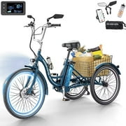MOONCOOL MC360 Electric Trike for Adults with Rearview mirror accessories kit, 700W Motor 14.5Ah battery，24"/26" 7 Speeds 3 Wheels Electric Bikes , Certified to UL 2849 by SGS