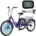 thumbnail image 1 of MOONCOOL 24"/26" Electric Tricycle for Adults, 350W 36V 7 Speeds Electric Trike Motorized Three Wheel Electric Bikes Bicycle with Large Basket for Women Men, Certified to UL 2849 by SGS, 1 of 9