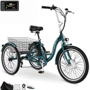 MOONCOOL MC360 Electric Trike for Adults with tricycle cover kit, 700W Motor 14.5Ah battery，24"/26" 7 Speeds 3 Wheels Electric Bikes , Certified to UL 2849 by SGS
