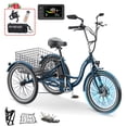 thumbnail image 2 of 29/mo - Finance Geemax Electric Tricycle For Adults, 20\" X 4.0 Fat Tire Electric Trike, Peak 500W 20MPH 36V 13Ah Lithium Battery UL Certified, Premium 80% Assembled Foldable 3 Wheel Electric Bicycle 2 of 13
