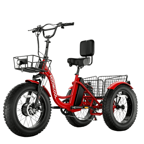 MOONCOOL All-Terrain Electric Tricycle for Adults, 1100w Motor 48V 14.5Ah Battery,7-Speed 20" x 4.0" Fat Tire 3 Wheel Electric Bike , 25-60 miles