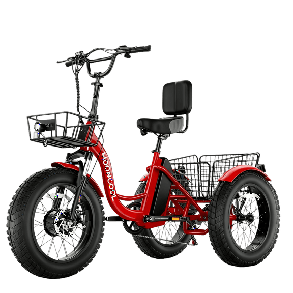 MOONCOOL All-Terrain Electric Tricycle for Adults, 1100w Motor 48V 14.5Ah UL2849 Battery,7-Speed 20" x 4.0" Fat Tire 3 Wheel Electric Bike W/ 40L Waterproof Rack Bag, 60 miles