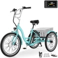 thumbnail image 1 of MOONCOOL Adult 24"/26" Unisex 3-Wheel Tricycle, 700W Peak Motor, 7 Speeds, 36V 10.4Ah Removable Lithium Battery, 16MPH Max Speed, 40 Miles Range, 1 of 20