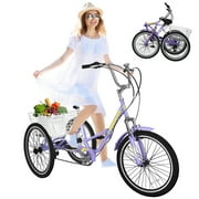 MOONCOOL Adult Tricycle 7 Speed, 24 inch Folding/Not Folding Three Wheel Bikes Cruise Trike for Seniors, Adults, Cargo Basket, Multiple Colors