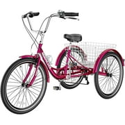 MOONCOOL Adult Tricycle, 7 Speed Three Wheel Bike Cruiser Trike, 24/26 Adults Trikes with Shopping Basket, Exercise Mens Womens Tricycles