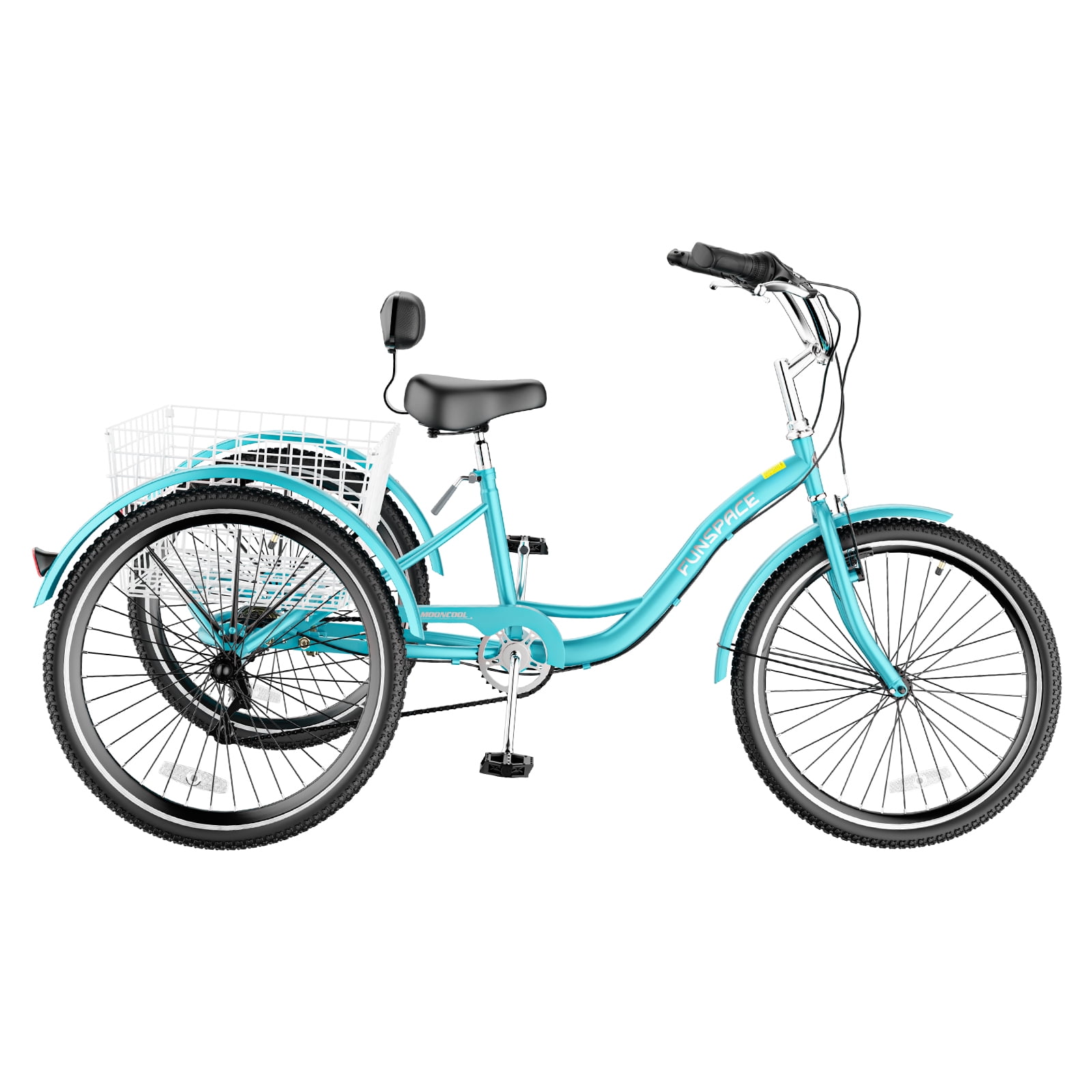 MOONCOOL Adult Tricycle Bike Upgarded Wider 7 Speed 24 26 Inch Three Wheel Bike Cruise Trike Low Step Through with Backrest Cargo Basket