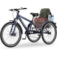 thumbnail image 1 of MOONCOOL Adult Tricycle, 7 Speed Three Wheel Bike Tricycle Cruiser Trike, 24/26/27.5 Inch Adults Trikes with Shopping Basket, Exercise Men's Women's Tricycles, 1 of 6