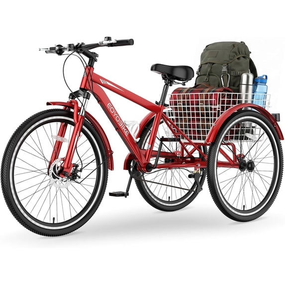 MOONCOOL Adult Tricycle, 7 Speed Three Wheel Bike Tricycle Cruiser Trike, 24/26/27.5 Inch Adults Trikes with Shopping Basket, Exercise Men's Women's Tricycles