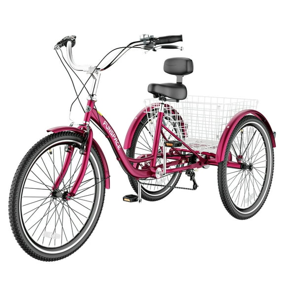MOONCOOL Adult Tricycles 3 Wheel 7 Speed Trikes, 20/24 / 26 inch Adult Trikes 3 Wheeled Bike with Basket for Seniors, Women, Men