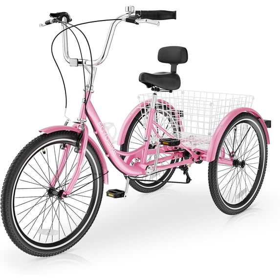 MOONCOOL Adult Tricycles 7 Speed, 20/24/26 inch 3 Wheel Bikes, Three-Wheeled Bicycles Cruise Trike with Shopping Basket for Seniors, Women, Men, Teenager