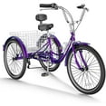 thumbnail image 1 of MOONCOOL Adult Tricycles 7 Speed, 16/20/24/26 inch 3 Wheel Bikes, Three-Wheeled Bicycles Cruise Trike with Shopping Basket for Seniors, Women, Men, Teenager, Kids, 1 of 17