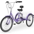 thumbnail image 1 of MOONCOOL Adult Tricycles 7 Speed, 20/24/26 inch 3 Wheel Bikes, Three-Wheeled Bicycles Cruise Trike with Shopping Basket for Seniors, Women, Men, Teenager, 1 of 7