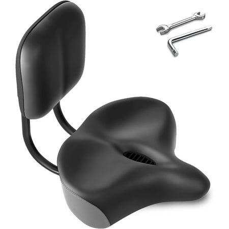 MOONCOOL Backrest Saddle Bike Seat with Backrest, 13''x11.8" Bicycle Tricycle Saddle Seat with Back Support, Oversize Comfort Saddle with Back Rest