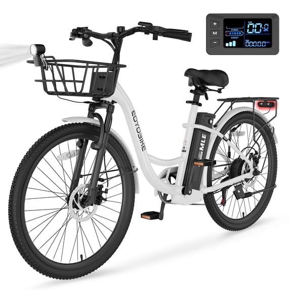 MOONCOOL Electric Bicycle for Adults 350W , 7-Speed Ebike with 36V 10.4Ah Removable Battery, 40 Miles Range , 20 mph Electric Commuter Bike for Women Men, Certified to UL 2849 by SGS