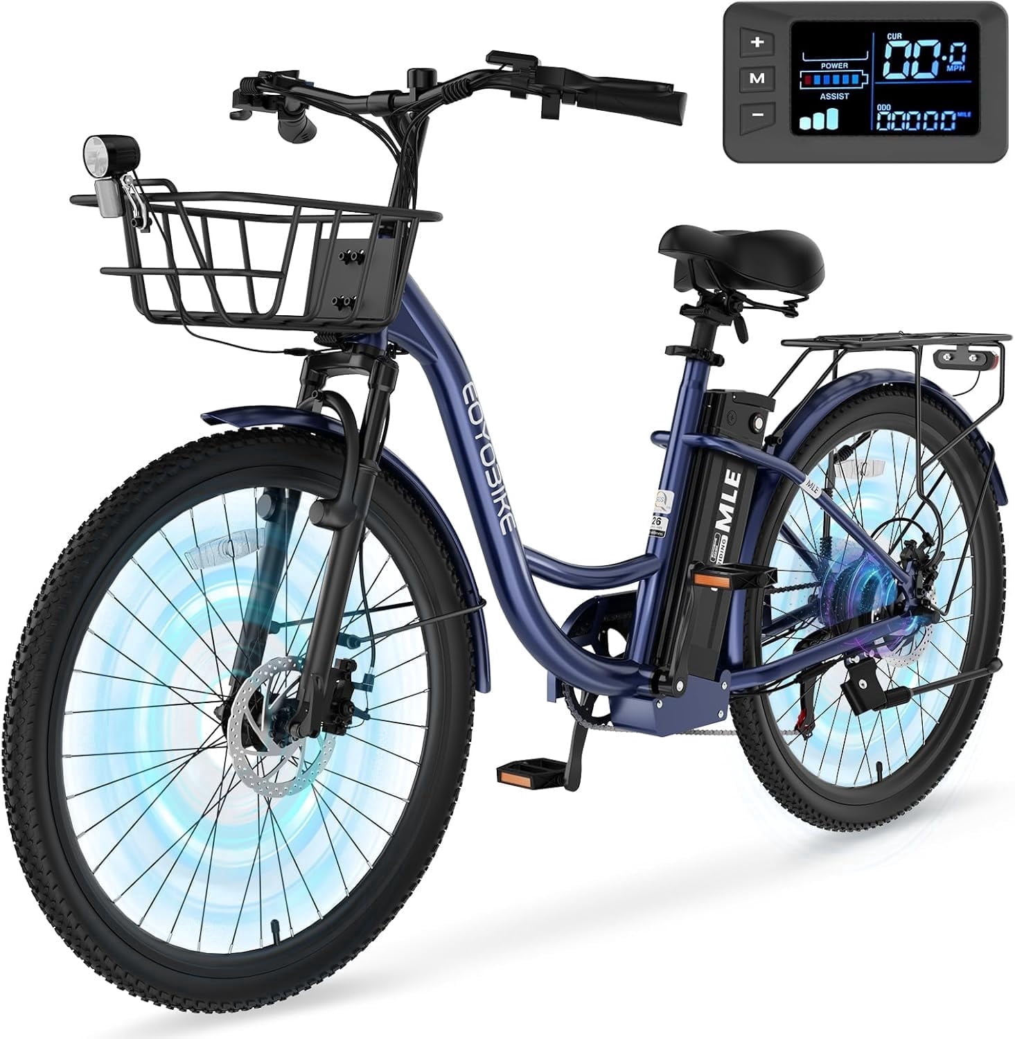 MOONCOOL Electric Bicycle for Adults 350W , 7-Speed Ebike with 36V 10.4Ah Removable Battery， 40 Miles Range , 20 mph Electric Commuter Bike for Women Men