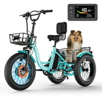 MOONCOOL Electric Tricycle for Adults, 20" x 4" Fat Tire Electric Trike, 48V 500W Motorized Electric Bicycle, 3 Wheels 7 Speed Ebike w/Removable Battery&Large Basket, Certified to UL 2849 by SGS