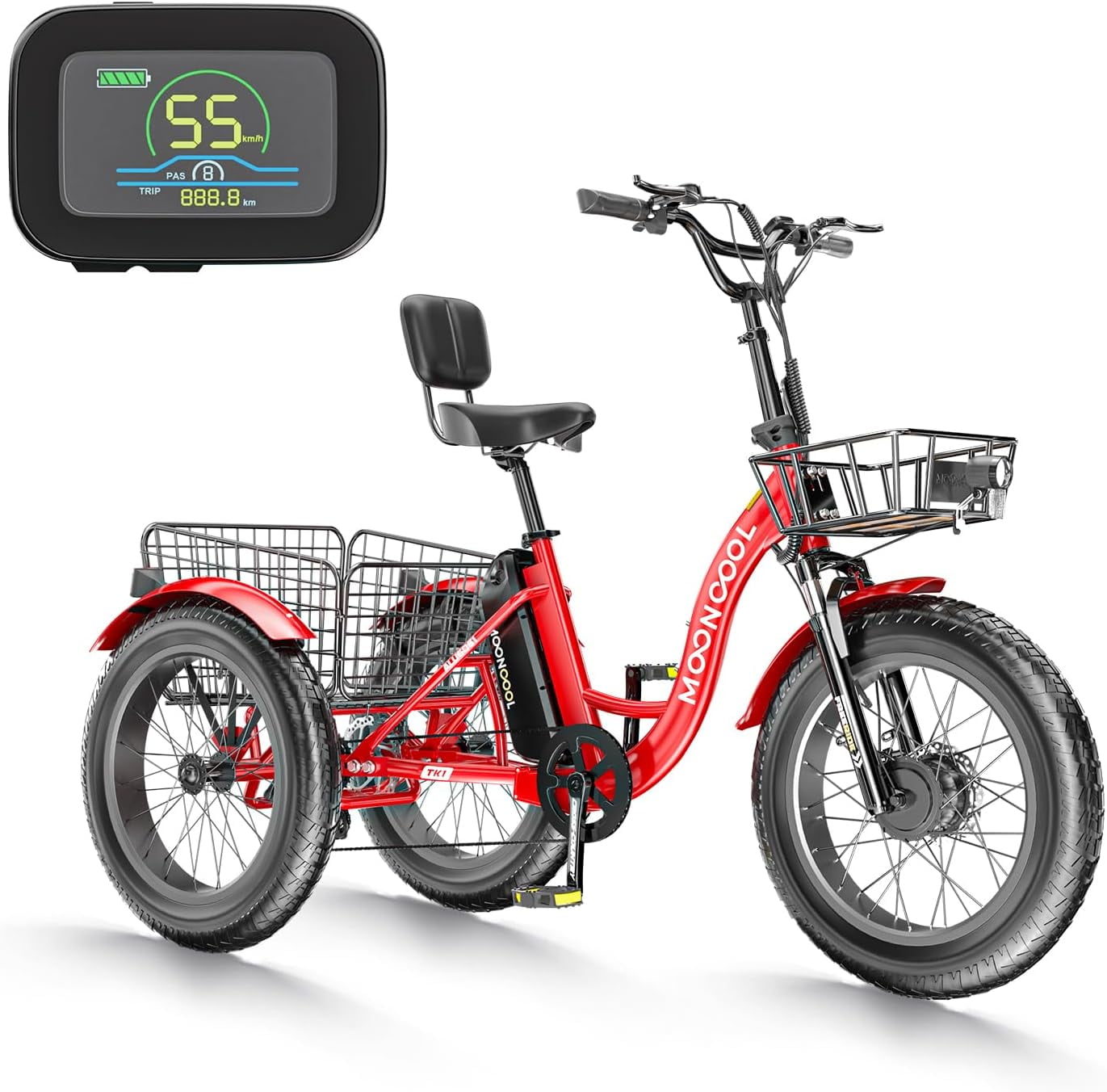 3 Wheel Electric Cargo Tricycle 500w Long Range Fat Tire Adult Electric  Bike 20 Inch Electric