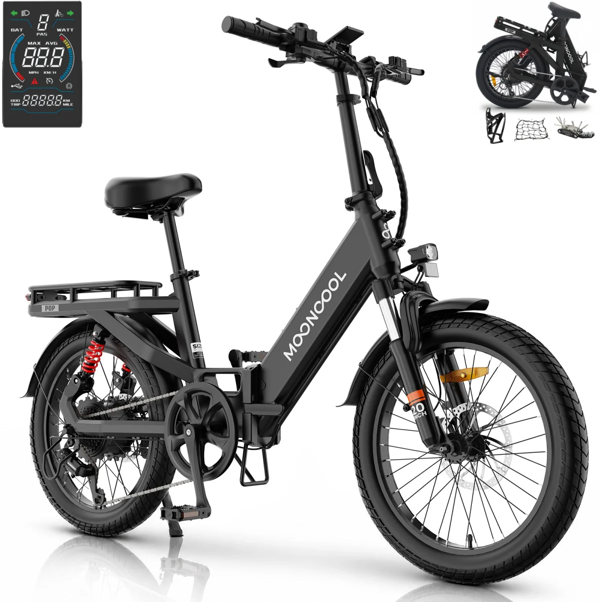 MOONCOOL TK1 Folding Electric Tricycle for Adults,48V 14.5Ah