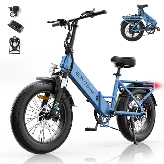 MOONCOOL Folding Electric Bicycle,48V 10.4AH UL2849(By SGS) Battery,500W Rear Motor,20"×3.0" Fat Tire 7 Speed Off-Road Electric Step-Thru Bicycle,20MPH,30-50Miles,Adult, Unisex,Class 2
