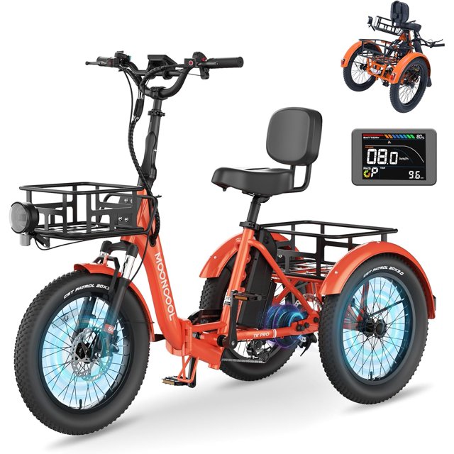 MOONCOOL TKPro Electric Tricycle for Adults,750W 48V Folding Electric