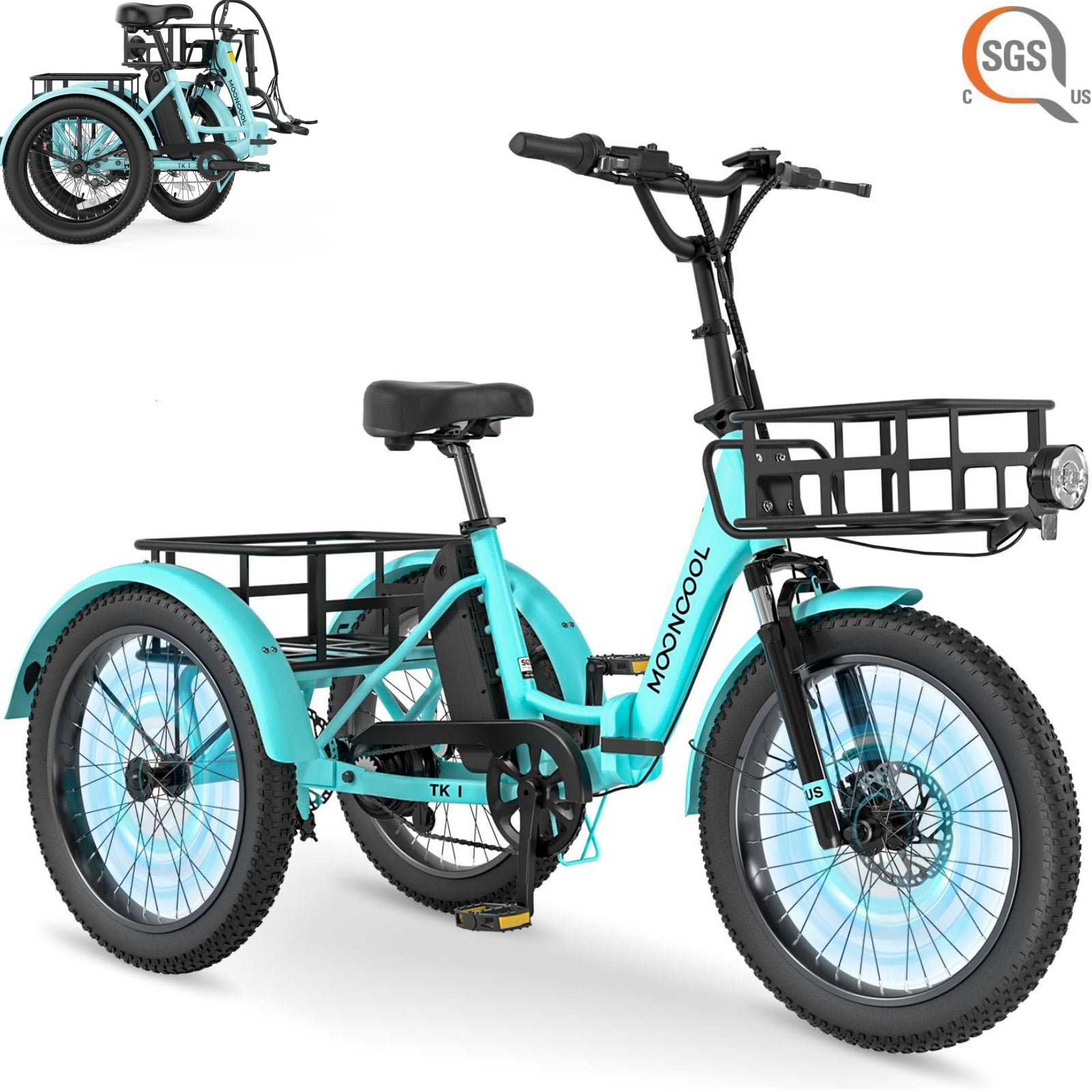 three Sudzendf 26 in. Purple Tricycle 3-Wheel Cruiser Bicycle with
