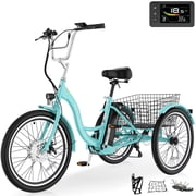 MOONCOOL 24/26 Electric Tricycle for Adults, 700W Peak Motor,7 Speeds Electric Trike w/ 36V 10.4Ah Removable lithium battery,3 Wheels Unisex Electric Bikes,16MPH,40Miles