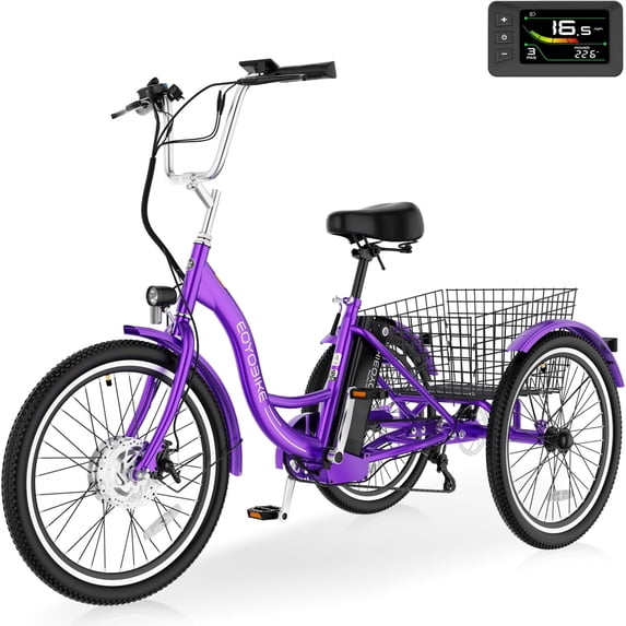 MOONCOOL MC 350 Electric Tricycle for Adults, 350W Motorized Electric trike with 36V 10.4Ah Removable lithium battery,24“/26" 7 Speeds 3 Wheels Electric Bikes, Certified to UL 2849 by SGS