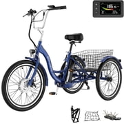 MOONCOOL Adult 24/26 Unisex 3-Wheel Tricycle, 700W Peak Motor, 7 Speeds, 36V 10.4Ah Removable Lithium Battery, 16MPH Max Speed, 40 Miles Range