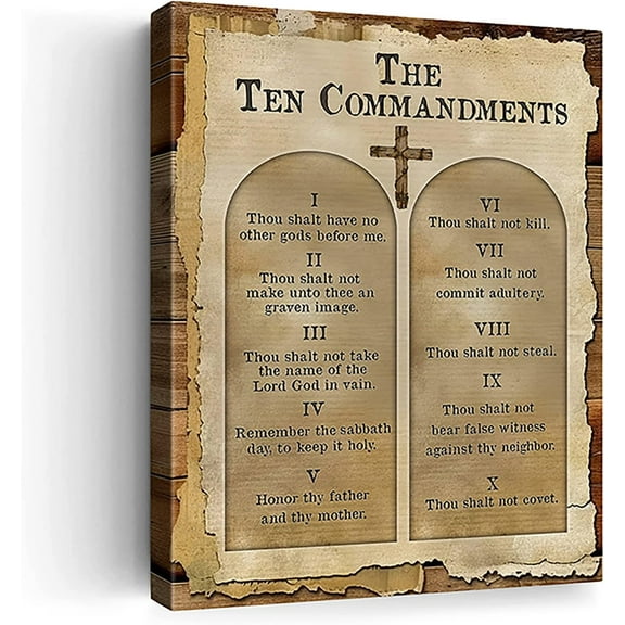MOONDAWN 10 Commandments 12"x16" Framed Canvas Art Christian Wall Print