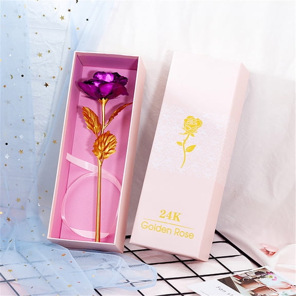MOONDU 24K Gold Plated Artificial Rose, Golden Foil Rose with Gift Box, Forever Rose Flower, Romantic 24K Golden Rose for Valentine's Day Mother's Day and Anniversary Gifts