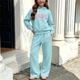 thumbnail image 1 of MOONDU Girls 2 Piece Sweatsuit Set with New York Print Hoodie and Wide Leg Sweatpants, Fleece Lined Pullover and Pants Outfit, Casual Warm Activewear for Fall Winter, 1 of 6