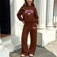 thumbnail image 1 of MOONDU Girls 2 Piece Sweatsuit Set with New York Print Hoodie and Wide Leg Sweatpants, Fleece Lined Pullover and Pants Outfit, Casual Warm Activewear for Fall Winter, 1 of 6