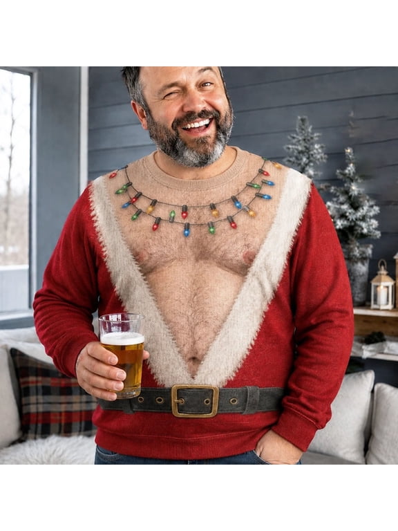 Men's Christmas Sweater 3D Print Ugly Christmas Crewneck Pullover Long Sleeve Funny Holiday Party Top