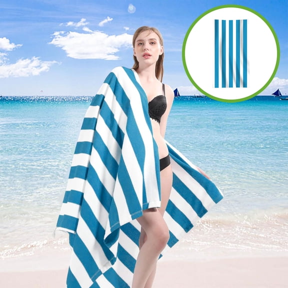 MOONDU Striped Microfiber Beach Towel, Quick Dry Sand Resistant Pool Blanket, Lightweight Absorbent Travel Bath Sheet, Multipurpose Large Towel for Beach Camping Yoga Spa Adult Kid Use