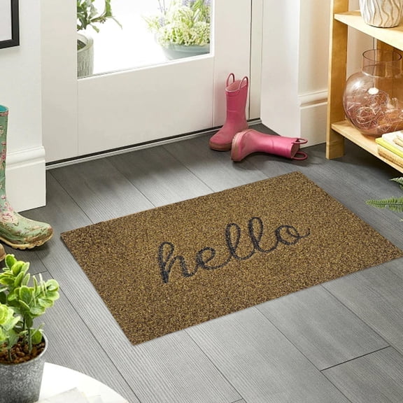 MOONDU Welcome Doormat, Entryway Entrance Floor Rug, PVC Artificial Grass Dirt Scraping Shoe Mat, Household Outdoor Mud Removal Absorbent Front Door Foot Pad