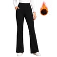 thumbnail image 1 of MOONDU Women's Fleece Lined Flare Leggings with Pockets High Waisted Thermal Warm Bootcut Yoga Pants Winter Casual Trousers 8 Colors S-XXL, 1 of 9